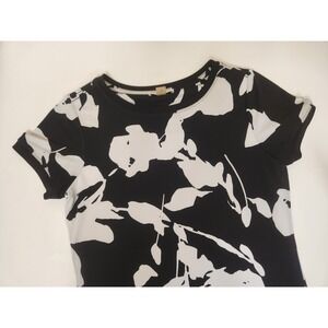 Calvin Klein Short Sleeve Shift Dress Black‎ Floral Womens Size 2